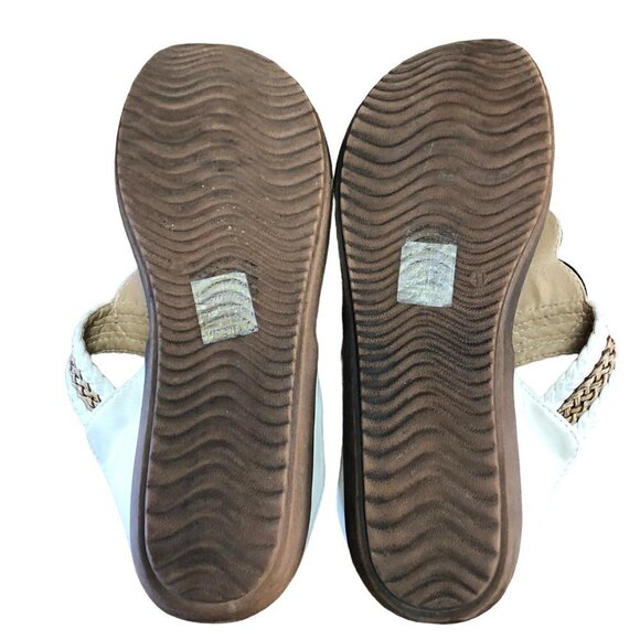 Hurlun Rote White Thong Sandals Size 8 Plaited with Bronze Tone Detail EUR 41 - Picture 7 of 8